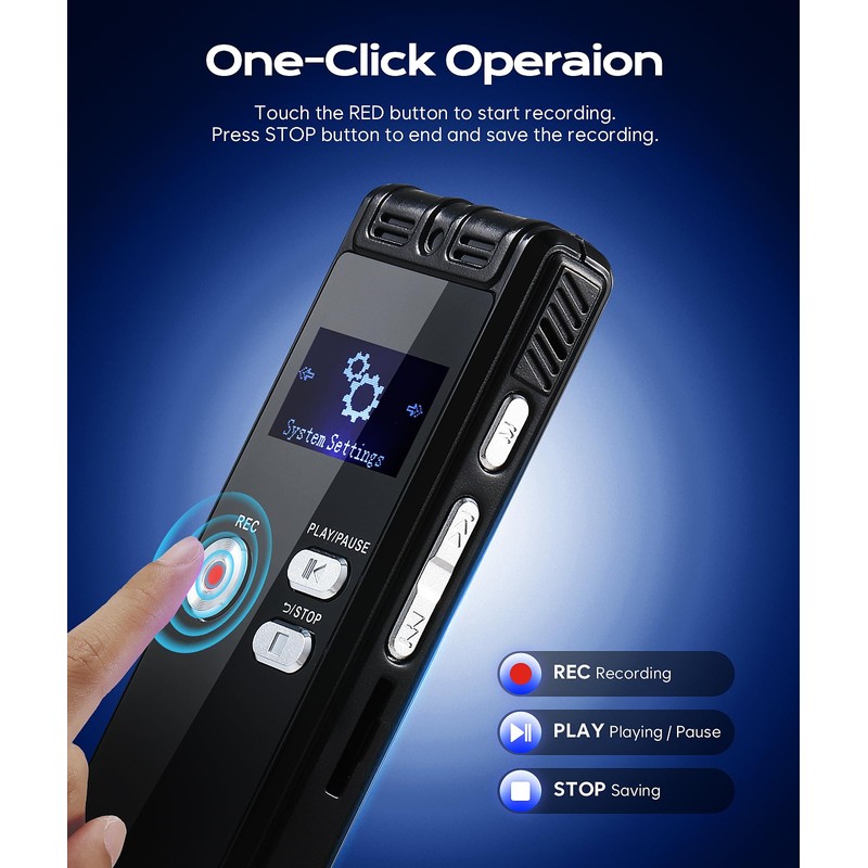 128GB Digital Voice Recorder - 1536kbps Dictaphone Digital Voice Activated