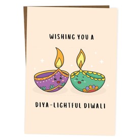 BYANIKA A6 Diwali Card Happy Diwali Deepavali Deepawali | Cute Pun Funny | For Family Best Friend Cousins Colleague Niece Nephew