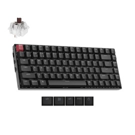 Keychron K2 75% Layout QMK Wireless and Wired Options Mechanical Keyboard Super Brown Switch, Paired with Shine-Through Double-Shot PBT Keycaps for Mac Windows-Version 3