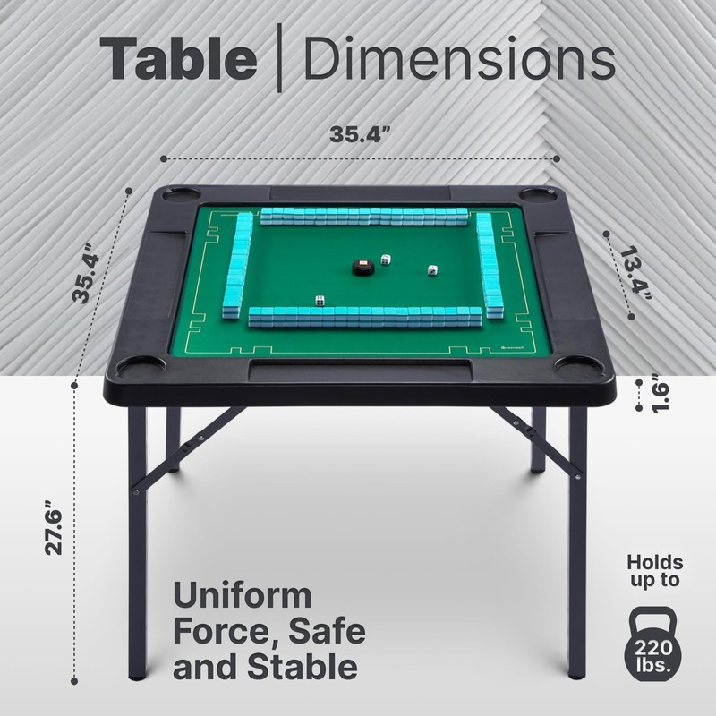 Queensell Folding Game Table with Double Sided Mat, Foldable Board