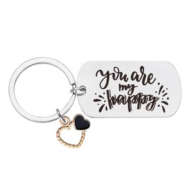 You are My Happy Keychain Gifts for Husband Wife Christmas Xmas Gifts for Boyfriend Girlfriend Birthday Gifts for Son Daughter Inspirational Gifts for Granddaughter Grandson Keychain Gifts