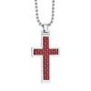 RED CARBON FIBER TUNGSTEN CARBIDE CROSS PENDANT ON 3MM STAINLESS