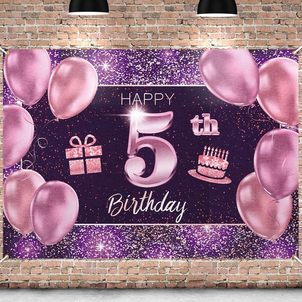 PAKBOOM Happy 5th Birthday Banner Backdrop - 5 Birthday Party