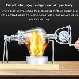 Retro Stainless Steel Popcorn Machine - High Pressure Popcorn Maker & Rice Puff Maker for Home Parties (520ml)