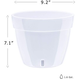 Gardenera 9.2" ASTI Self Watering Planter in Green-Gold/White - Modern Flower Pot with Water Level Indicator for All House Plants, Flowers, Herbs, Succulents and Hanging Plants