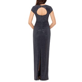 X by Xscape Womens Open Back Cowl Neck Evening Dress Gray 4