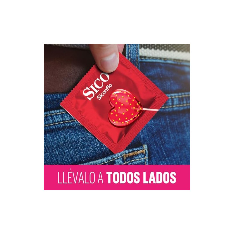 Sico Play, Condón de látex texturizado sabor fresa 3 piezas
