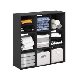 Furinno PELLI Closet Organizers and Storage, 9-Cube Closet Organizer, Open Shelf Closet Storage, for Wardrobe, Bedroom, Living Room, Americano