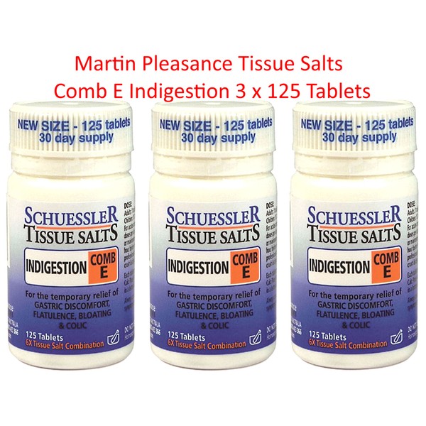 Martin & Pleasance COMB E INDIGESTION Schuessler Tissue Salts 3 x 125 Tablets