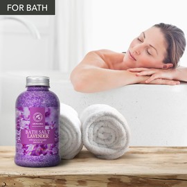 Aromatika Bath Salt Lavender 600 g - Sea Salt with 100% Natural Essential Lavender Oil - Best for Good Sleep - Stress Relief - Bathing - Body Care - Wellness - Beauty - Relaxation - Spa