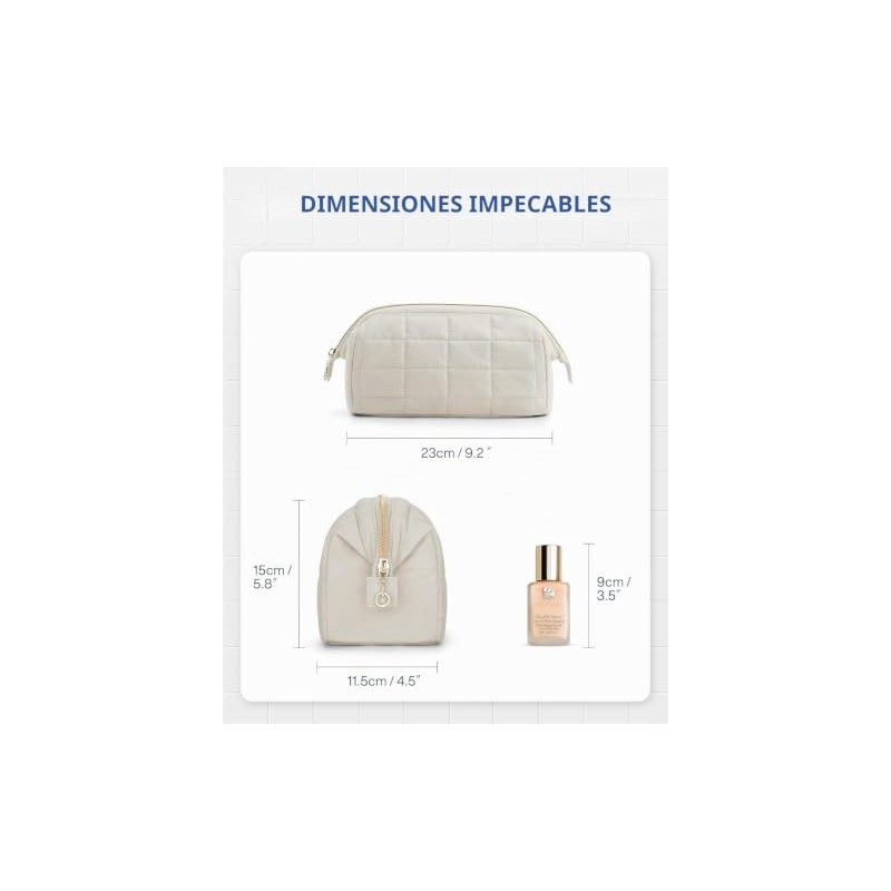 Bolsa de Maquillaje de Viaje, Algodón Acolchado, Neceser Grande para