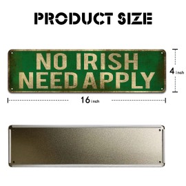 KooLL No Irish Need Apply Tin Sign, Vintage Metal Wall Art Office/Home/Cl