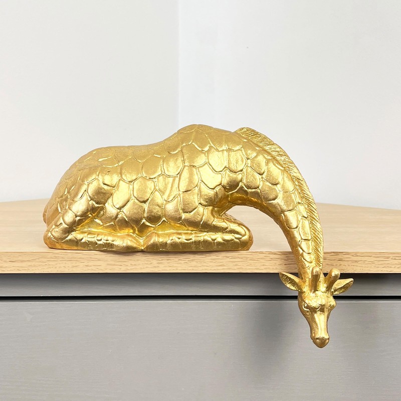 Over Shelf/Edge Gold Giraffe Ornament Gift Statue Animal Home Sculpture