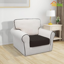 Easy-Going Waterproof Oversized Chair Cushion Covers, Non-Slip Leakproof Sofa Seat Cushion Slipcovers, Quilted and Stretch Furniture Protector for Dogs (1-Piece Oversized Chair Cushion, Chocolate)