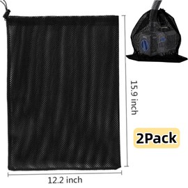 2 Pack 12.2"x 15.9" Pump Barrier Bag, with Drawstring Pond Mesh Pump Filter Bag for Pond biofilters Aquarium Filtration and Outdoor Swimming Pool Black Media Bags