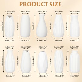 Ziliny Set of 10 White Ceramic Bud Vases 5'' Boho Small Vases in Bulk for Flowers Mini Vases for Centerpieces Modern Vase Dining Table Centerpieces for Wedding Decorations Bedroom Home Decor Gift