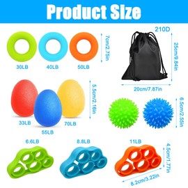 Abiemuce Finger Trainer Ball Set, 11 Pieces Hand Trainer, Finger Trainer, Hand Trainer, Ball, Soft with 3 Strengths for Hand Therapy, Osteoarthritis Training, Grip Strengthening, Relieves Stress,