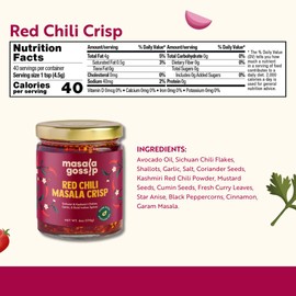 Masala Gossip Red Chili Crisp – Crunchy Chili Oil with Garlic, Shallots, Sichuan Flakes & Indian Spices – Spicy Savory Hot Sauce – Drizzle on Noodles, Toast, Veggies – Vegan, Seed Oil–Free 6oz