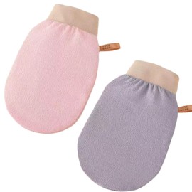 Frenflu Scrub, Set of 2, Towel, Scrubbing Towel, Easy with Both Hands, Unisex, Chewing, Just Wet with Water, Peeling, Won't Scratch Skin (Pink, Gray)