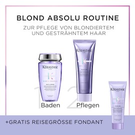 Kérastase, Blond Absolu, Care Routine with Shampoo and Conditioner (Normal Size and Free Trial Size 75 ml) for Blonded, Highlighted or Natural Blonde Hair, with Hyaluronic Acid