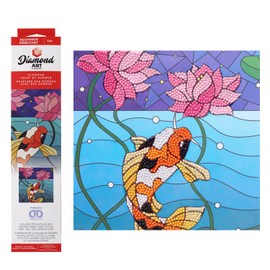 DIAMOND ART BY LEISURE ARTS Stained Glass Koi, 8"x8", Beginner Diamond Painting Kits for Adults, Diamond Art for Adults, Diamond Art Kit, Diamond Art Painting