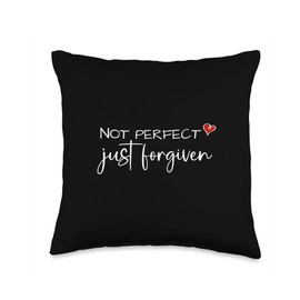 Forgiven Christian T Shirt, Inspirational T Shirts Awesome Not Perfect Just Forgiven Christian Throw Pillow, 16x16, Multicolor