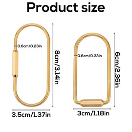 6pcs Brass Screw Lock Keychains, 2 Designs Brass Key Chain Clips Universal Brass Key Ring Key Fob Holder Carabiner Gold Keyring Keychain Car Key Keychain for Man Women