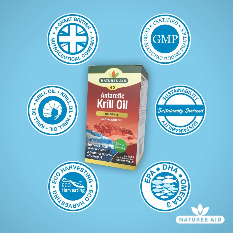 Natures Aid 500mg Krill Oil Capsules - Pack of 60