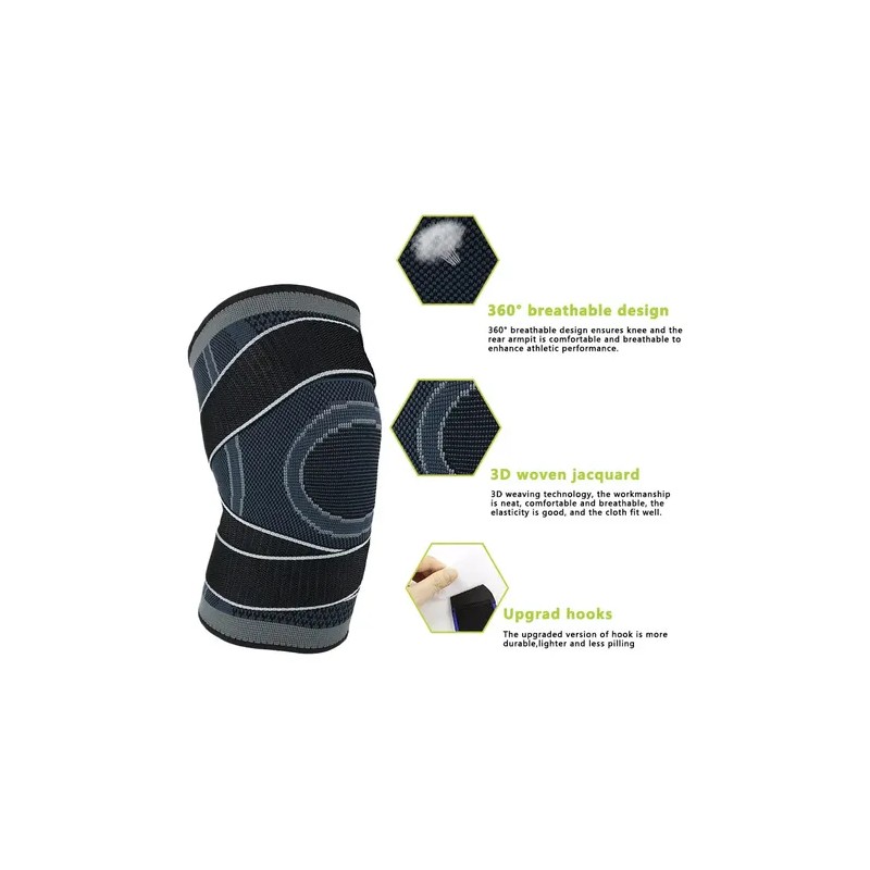Rodillera Estabilizadora Negra Sports Unisex + Parches Dolor Rodillas
