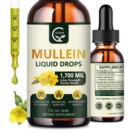 GORNVB (2 Pack) Mullein Drops for Lungs - Lungs Cleanse and Respiratory Support, Powerful 4 in 1 Mullein Leaf Extract with Elderberry, Marshmallow Root and Orange Peel for Bronchial Support, 1 Fl Oz