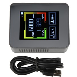 ZNAZ2CO2 Carbon Dioxide Detector Intelligent 4 In1 TOVC Air Quality Monitor Portable Thermometer and Hygrometer(Black )