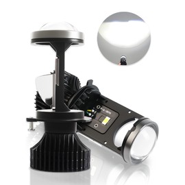 H4 9003 HB2 LED Faros con Lupa, Kit de Conversión 32000LM 300W 900% Brillante Luz Alta Y Baja 6500K Blanca Bombilla para Delanteras,Plug & Play, 2 Paquetes