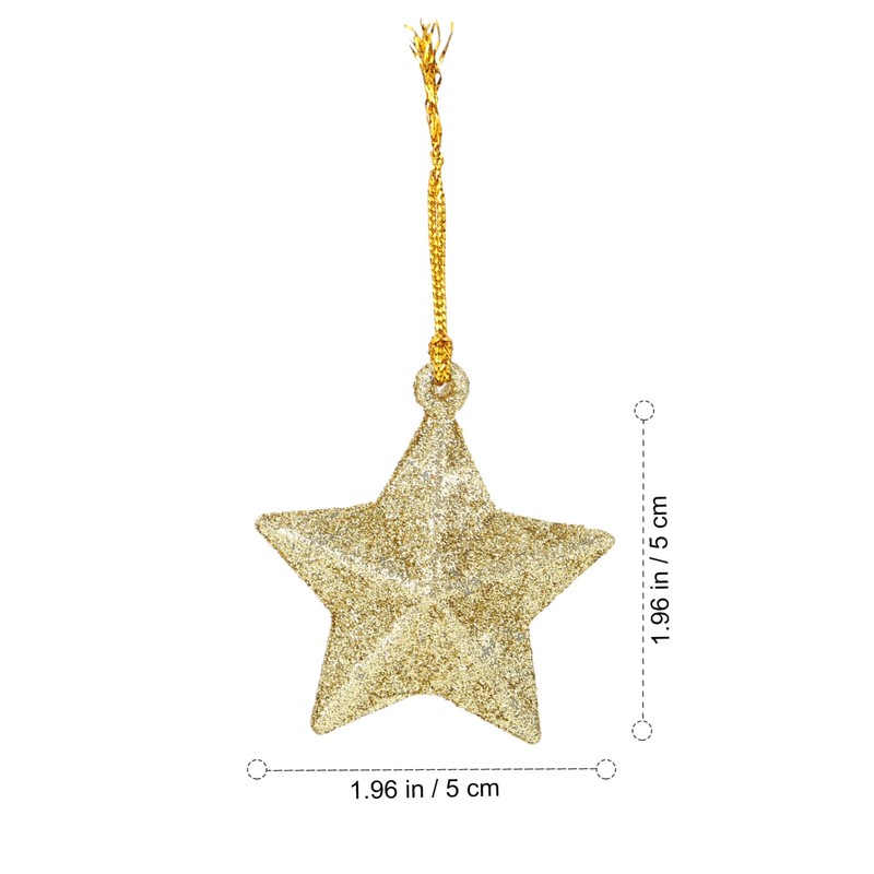 30Pcs Mini Gold Glitter Star Pendant Christmas Tree Hanging Decorations