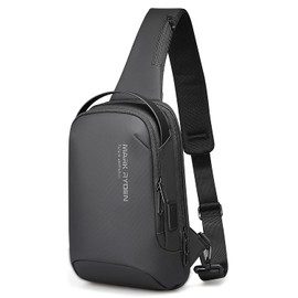 Mark Ryden - Mochila Cruzada con Cremallera YYK Puerto de Carga USB Carcasa Impermeable Tela Liviana y Transpirable Correa de Hombro Ajustable Color Negro