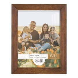 Renditions Gallery 6x8 inch Picture Frame Modern Style Wood Pattern and High Definition Glass Ready for Wall and Tabletop Photo Display, Walnut Frame