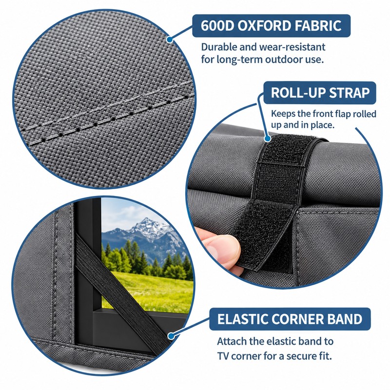 55-58 Inch Outdoor TV Cover, 600D Oxford Weatherproof Cover with