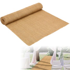 Tudomro Extra Long Natural Burlap Wedding Aisle Runner Outdoor Jute Burlap Aisle Runner for Wedding Ceremony Rustic Indoor Wedding Runner Carpet for Walkway(Elegant Style, 40 Inch x 50 Ft)