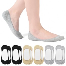 RYI 6 Pairs Cotton Ultra No Show Socks Womens For Flats Non Slip, Loafer Socks Womens Footies Socks Invisible Low Cut Socks