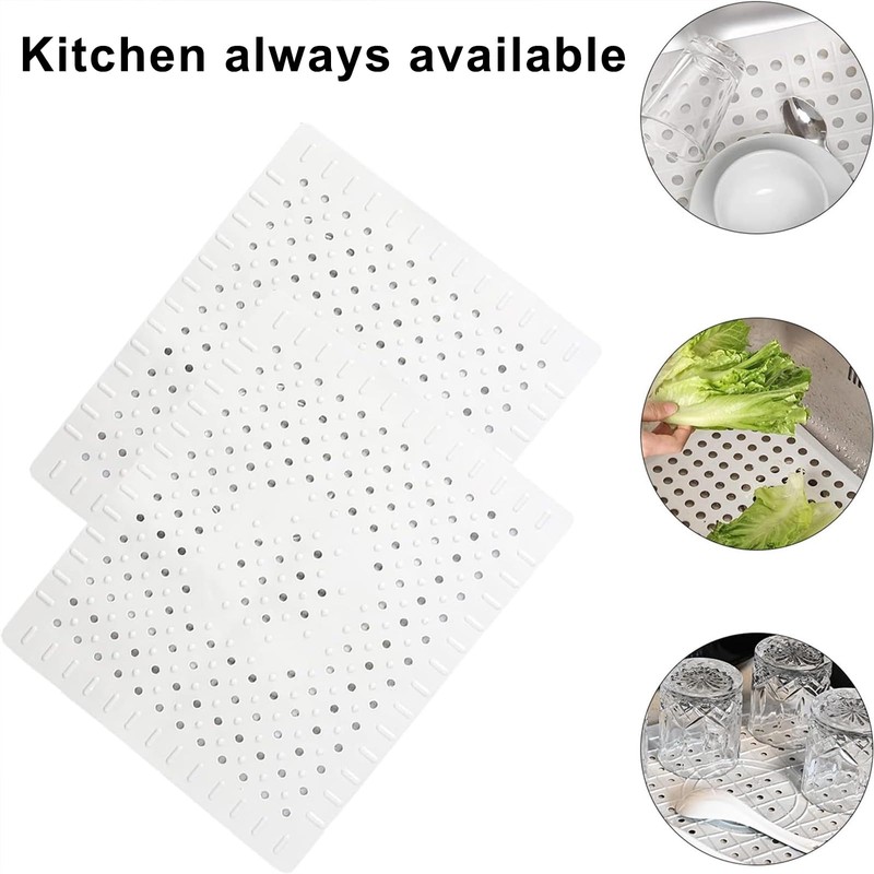 Sink Liner, 2 Pcs Kitchen Sink Mat, Soft Rubber Kitchen