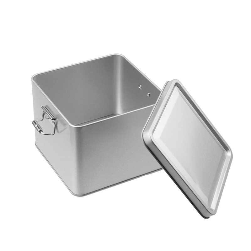 WDONAY 2 Pack Silver Tin Box Containers Metal Storage Box