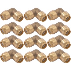 SharkBite 1/2 Inch 90 Degree Elbow, Pack of 12, Push to Connect Brass Plumbing Fitting, PEX Pipe, Copper, CPVC, PE-RT, HDPE, U248LFA