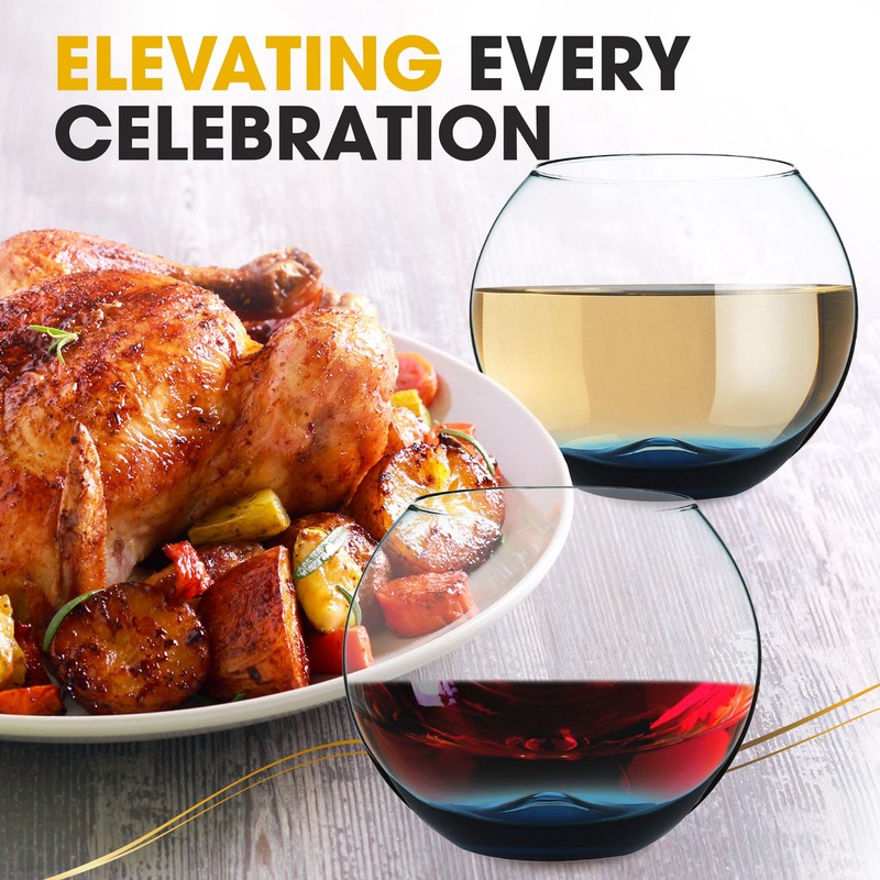 BERKWARE Colored Stemless Wine Glasses Set of 2 - Elegant