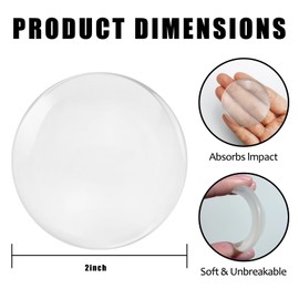 FAMLEAF 2" Wall Door Handle Stopper, 12PCS Clear Self Adhesive Wall Protector Rubber Door Bumpers, Solution for Stopping Damage from Doors Knobs, Shock Absorbent and Noise Reduction