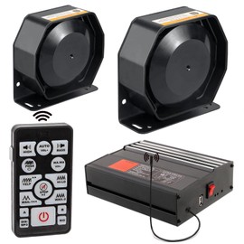 BooYu 12V 400W 20 Tones Police Warning Emergency Siren PA System [2 x Slim Speaker][Wireless Remote Handheld Microphone][2 x 10A Switches] for Firefighter Ambulance Vehicles Truck Car SUV ATV UTV
