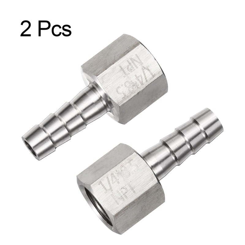 sourcing map 2pcs Stainless Steel Barbed Fitting 1/4" NPT Female