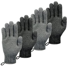 Mig4u Guantes Exfoliantes Ducha Pares Exfoliación Corporal Intensidad Media Alta Esponja Exfoliante Tipo Lufa Hombres Mujeres Gris Negro