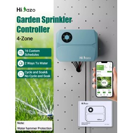 HiOazo 4-Zone Sprinkler Controller Lawn Irrigation System 6 Watering Frequencies
