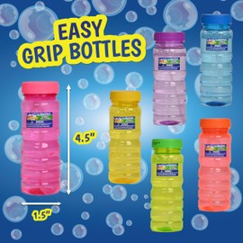 Sunny Days Entertainment 6 Pack Bubble Solution – 4oz Bubble Blower Bottles with 6-Hole Wand | Bottle of Bubble Solution for Kids | Birthday Party Favor Toy - Maxx Bubbles