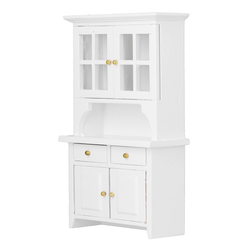 1:12 Dollhouse Cabinet Wooden Simulated Miniature Kitchen Furniture Decoration AccessoriesWhite