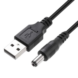 TENINYU USB 2.0 A Male to DC 5.5x2.1mm 5 Volt 24AWG DC Connector Charge Barrel Jack Power Cable Black, 3FT (Max 2.5 Ampere Power Cable, Center PIN Positive),2Pack